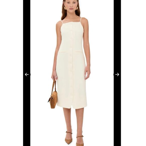 STAUD Dresses & Skirts - NWOT Staud Una Tailored Midi Dress in Ecru SZ S